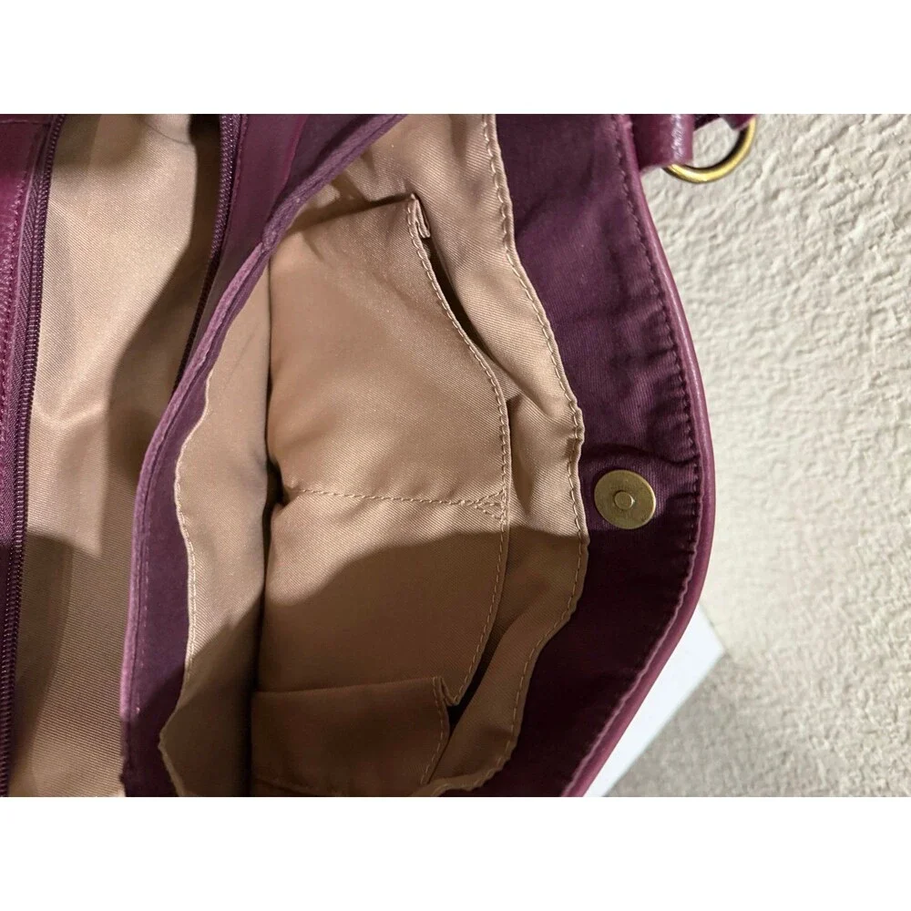 THE SAK Burgundy Leather Shoulder Bag Large Tote Purse
